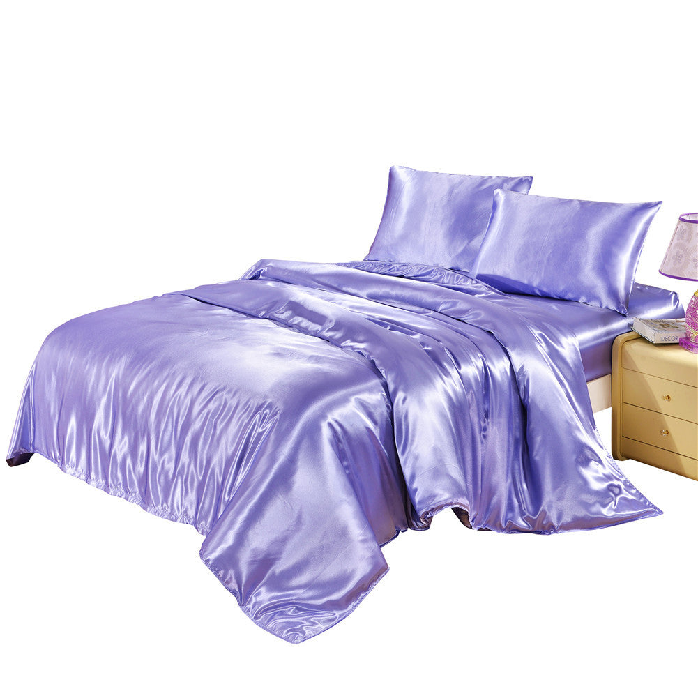 3-Piece Imitation Silk Pillowcase and Duvet Cover Set - Calm Cloud Bedding
